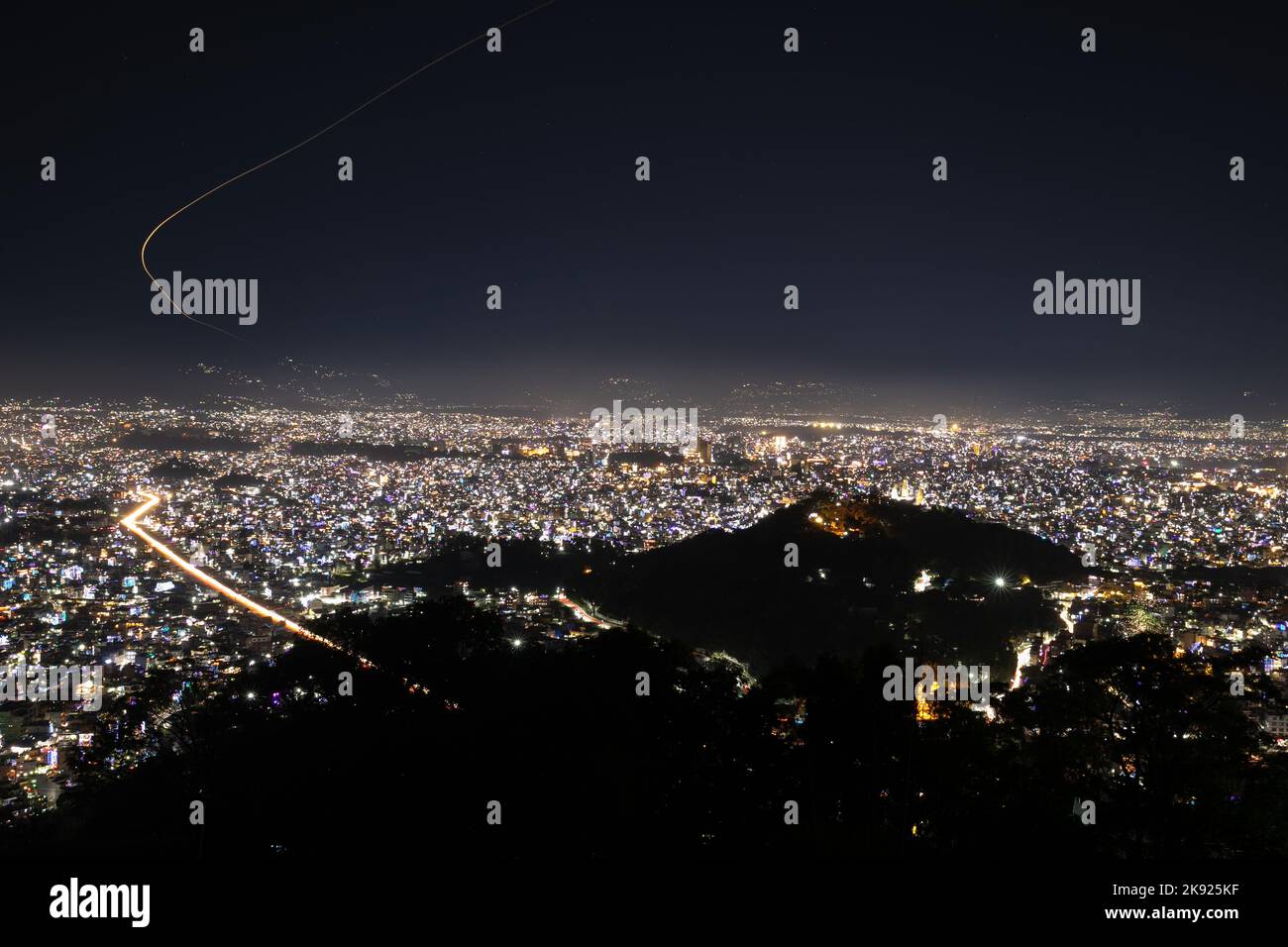 Kathmandu, Nepal. 24th Oct, 2022. Lights illuminate Kathmandu valley