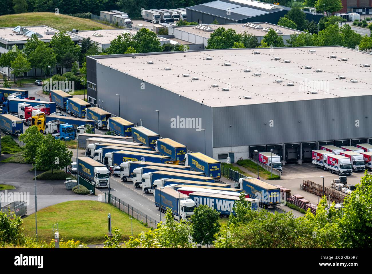 Truck, lorry, logistics company, logistics centre on the former Ewald colliery site in Herne, NRW, Germany, Stock Photo