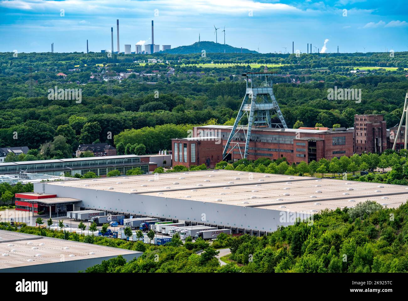 Truck, lorry, logistics company, logistics centre on the former Ewald colliery site in Herne, NRW, Germany, Stock Photo