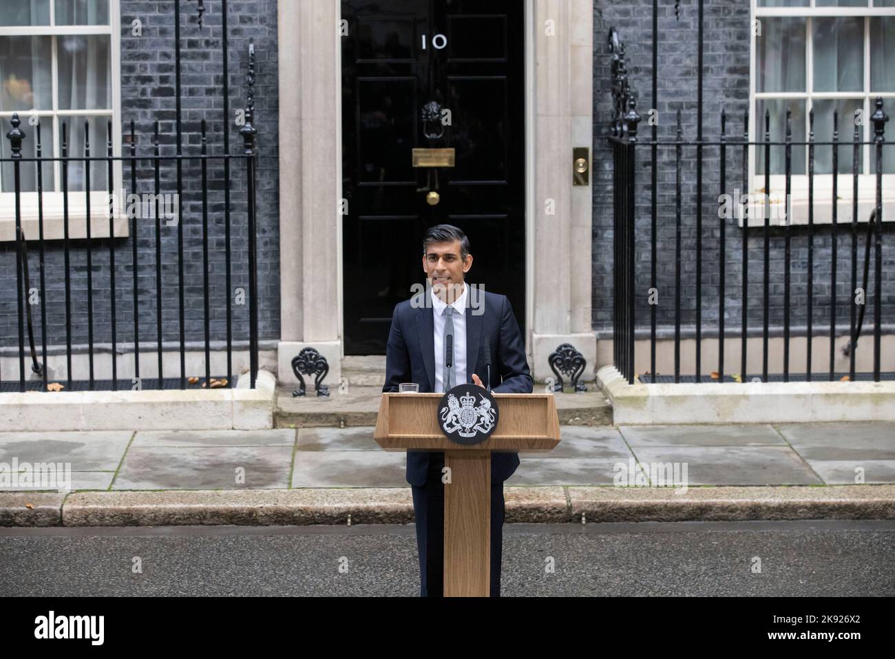 PHOTO:JEFF GILBERT 25th October 2022 Downing Street, London, UK Rishi Sunak arrives to give speech as Prime Minister in Downing Street Stock Photo