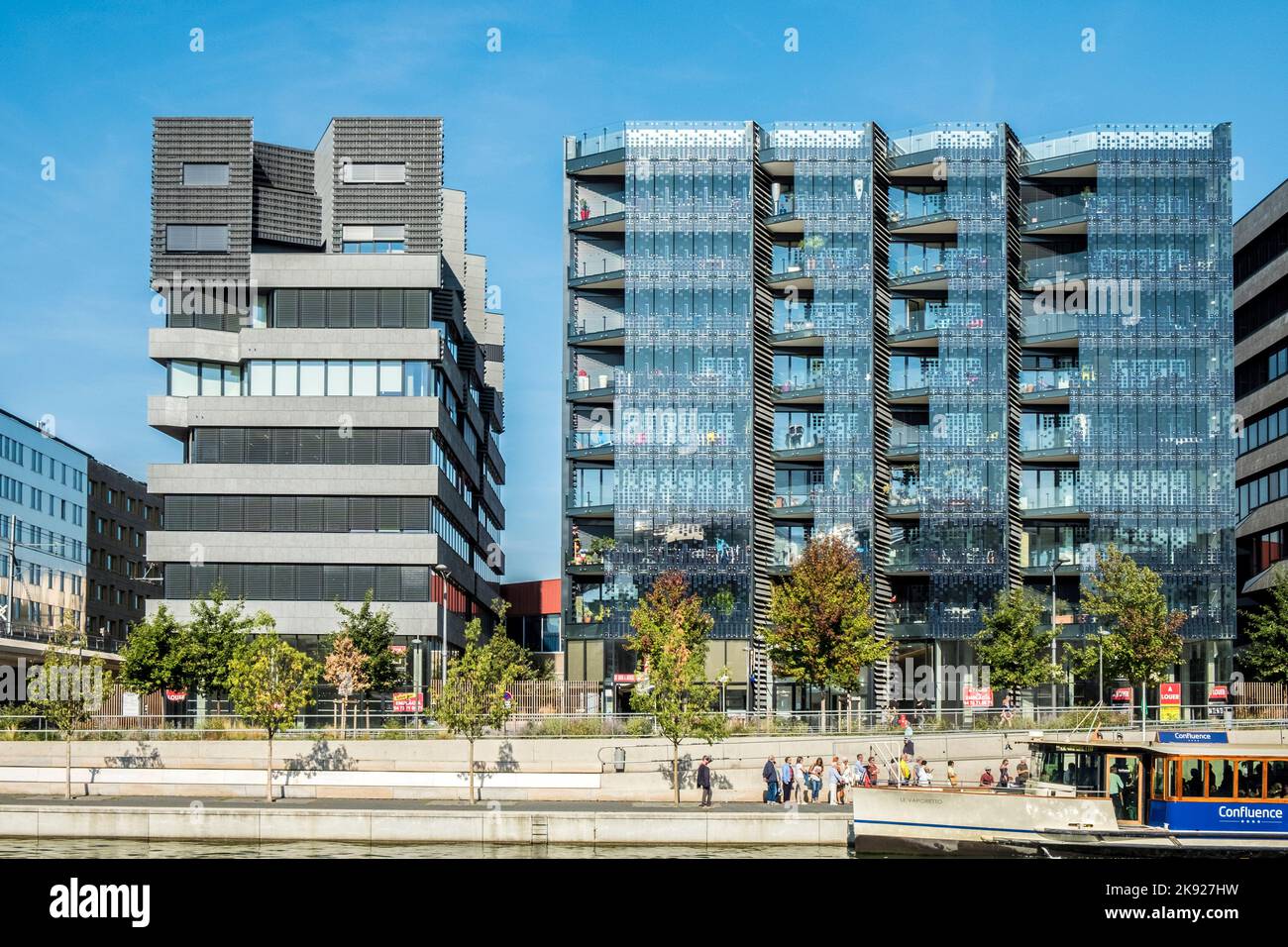 LYON, FRANCE SEP 28, 2016 people in famous Confluence District in