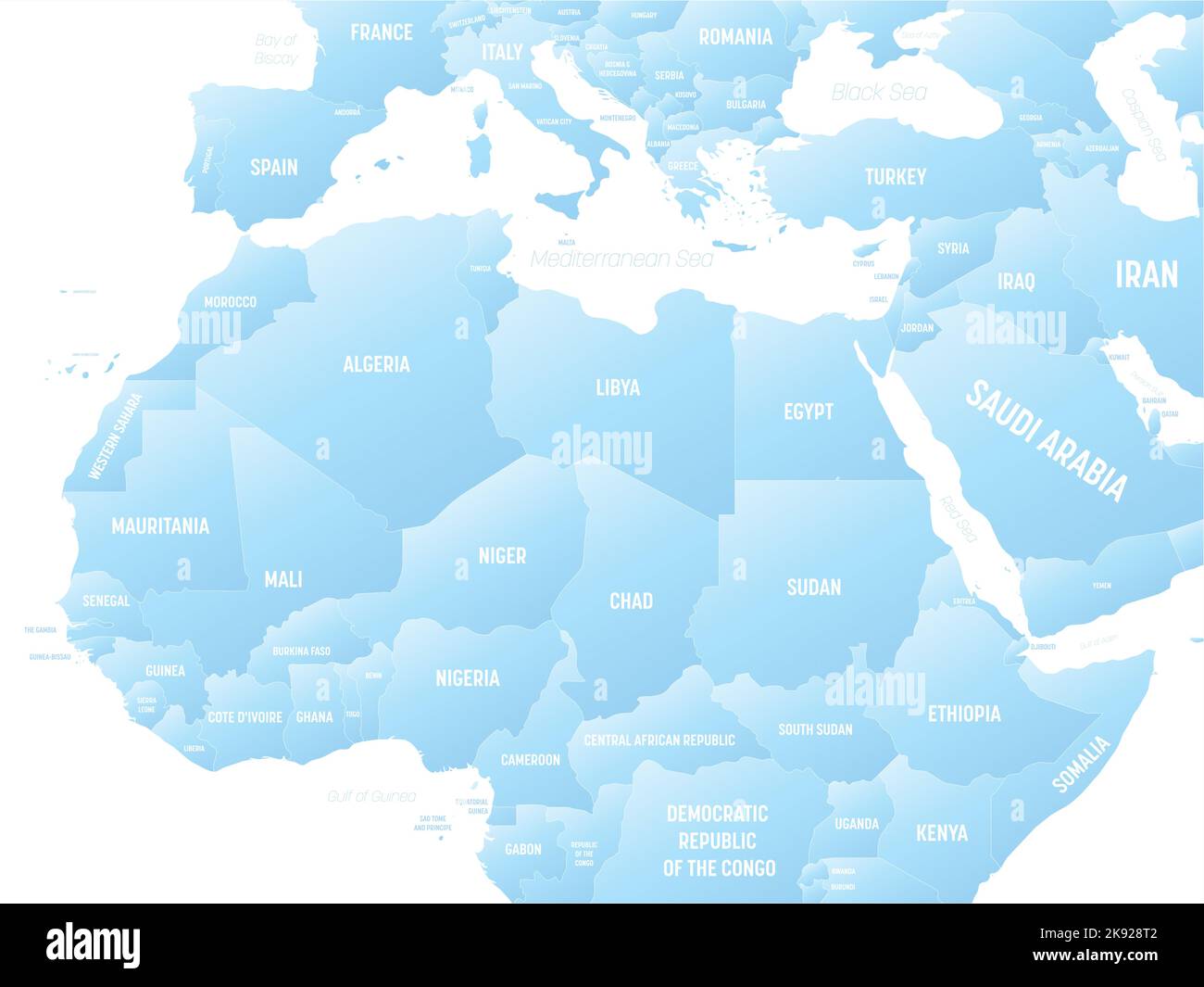 Northern Africa map detailed political map with lables Stock Vector ...