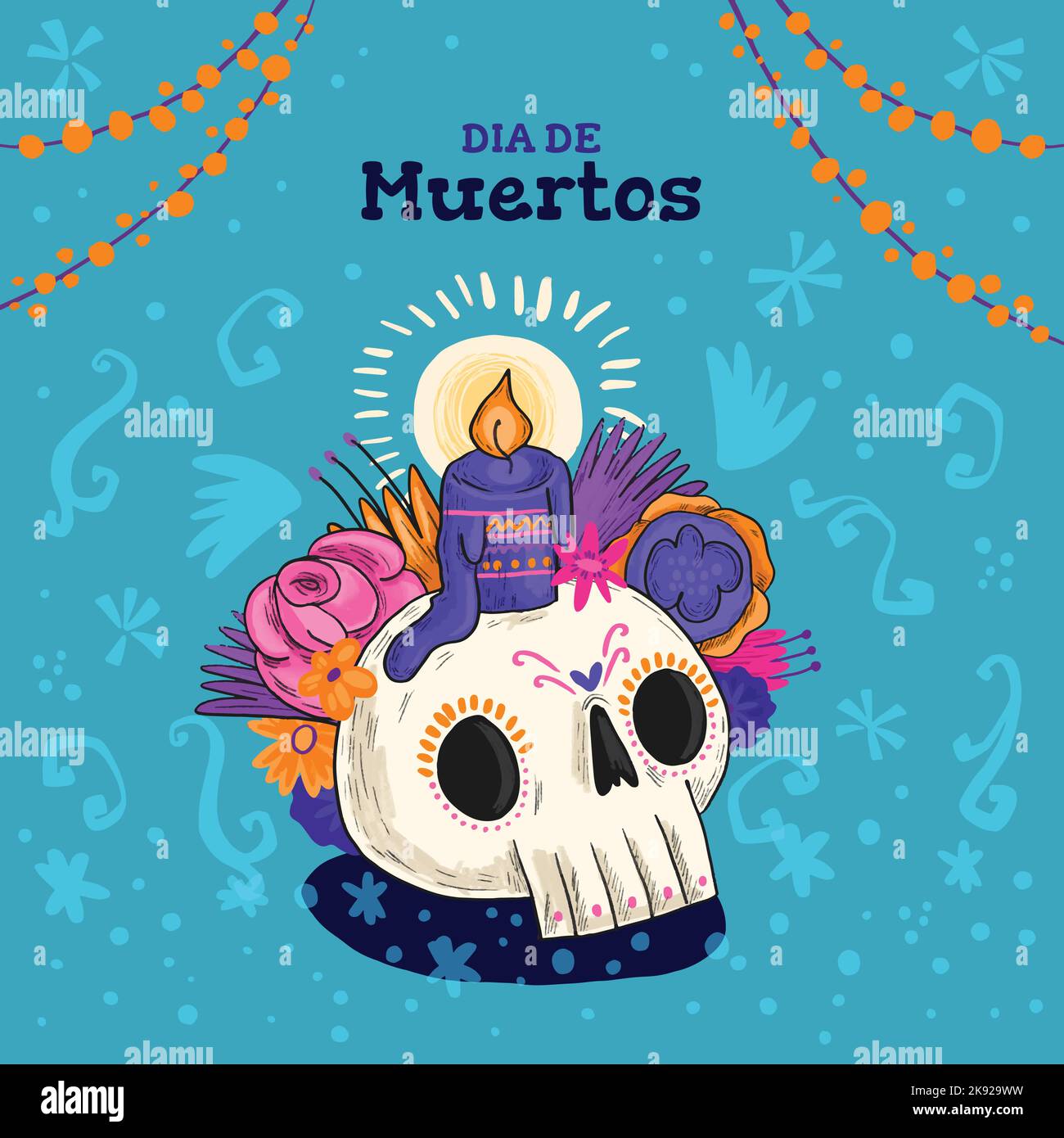 hand drawn dia de muertos vector design illustration Stock Vector