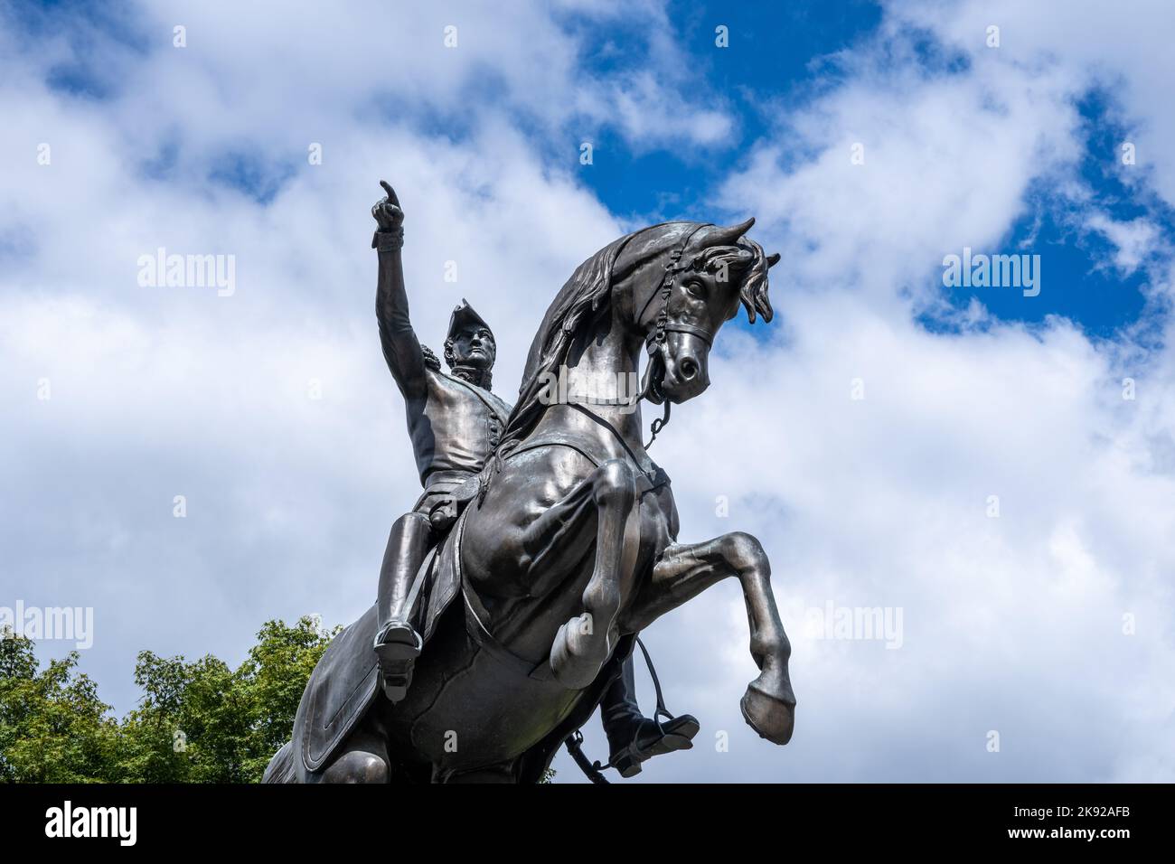 Washington, DC - Sept. 8, 2022: Detail of the Equestrian statue of General Jose de San Martin sculpted by Augustin-Alexandre Dumont Stock Photo