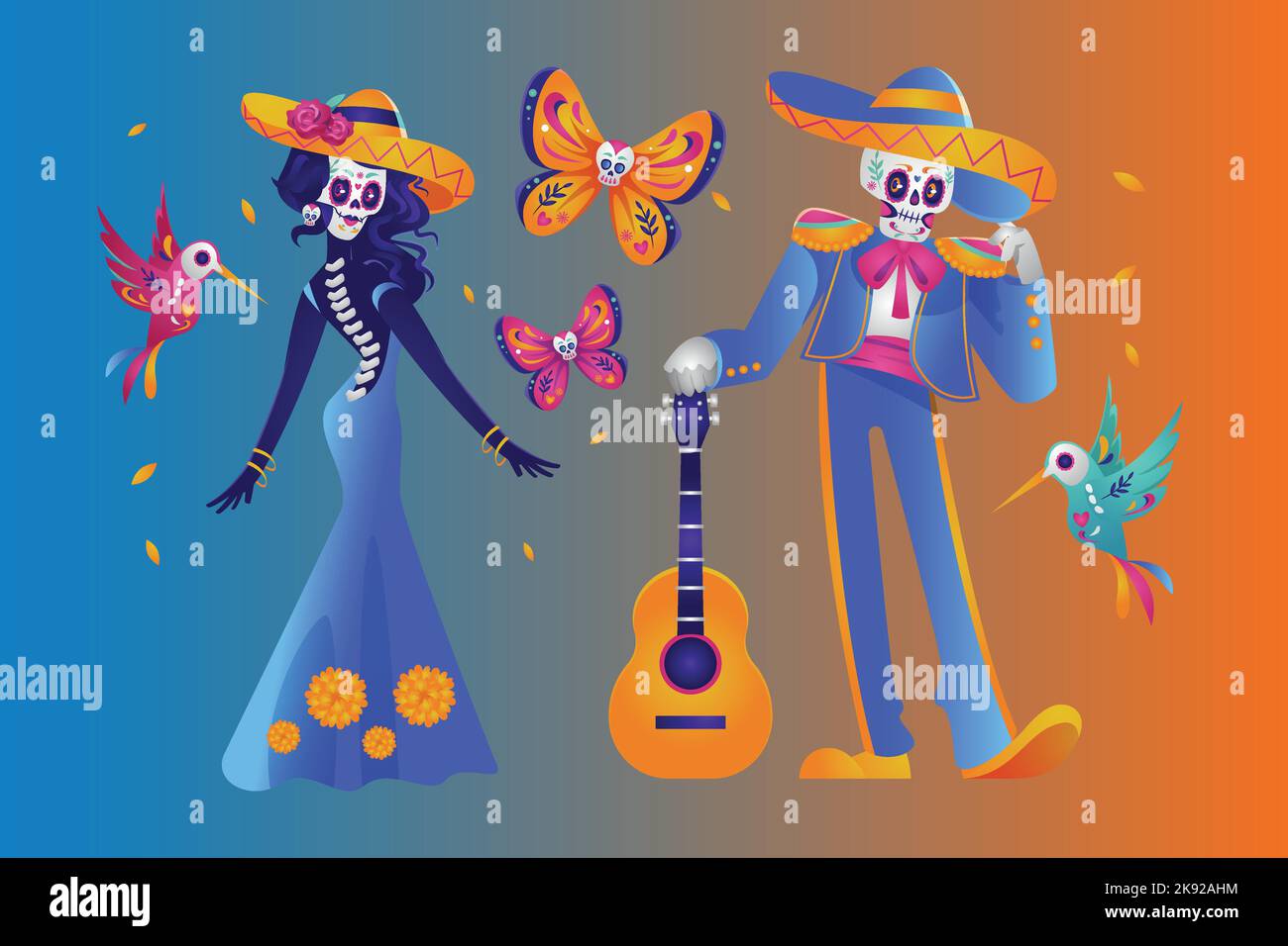 gradient dia de muertos elements collection vector design illustration Stock Vector