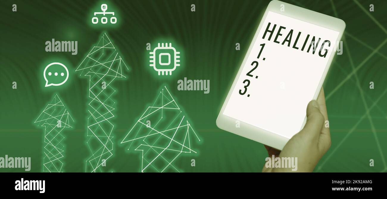 Conceptual display Healing. Business idea process of the restoration of