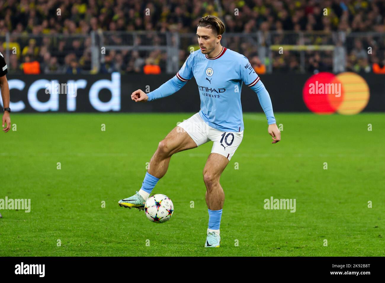 DORTMUND, GERMANY - OCTOBER 25: Jack Grealish of Manchester City during the UEFA Champions League group G match between Borussia Dortmund and Manchester City at Signal Iduna Park on October 25, 2022 in Dortmund, Germany (Photo by Marcel ter Bals/Orange Pictures) Stock Photo