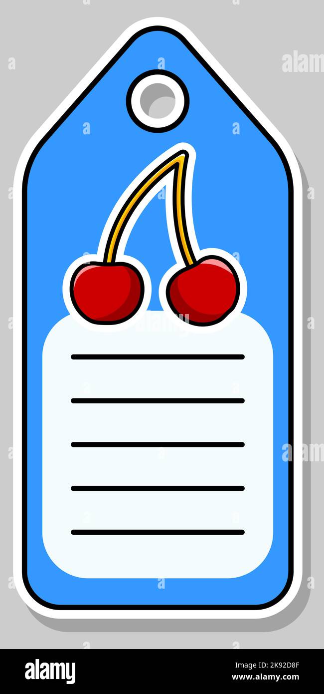 Cartoon cherry. Notebook label. Note label. Vector stickers Stock ...