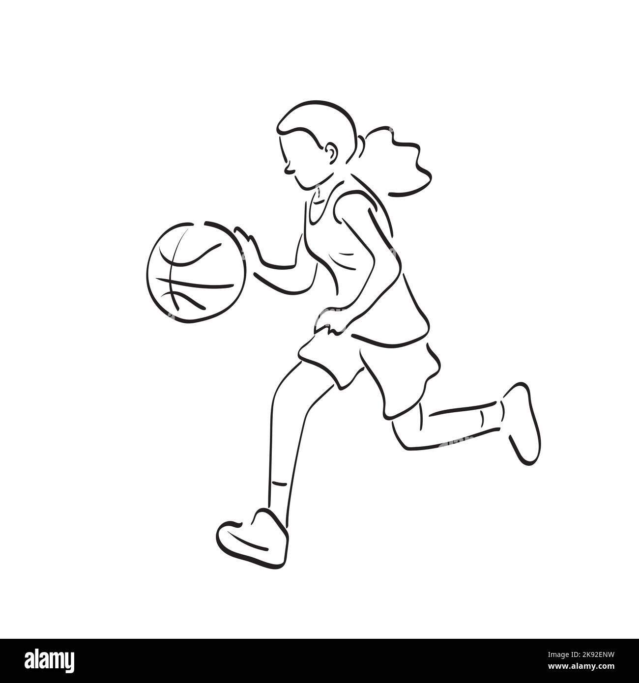 Young women playing basketball Stock Vector Images - Alamy