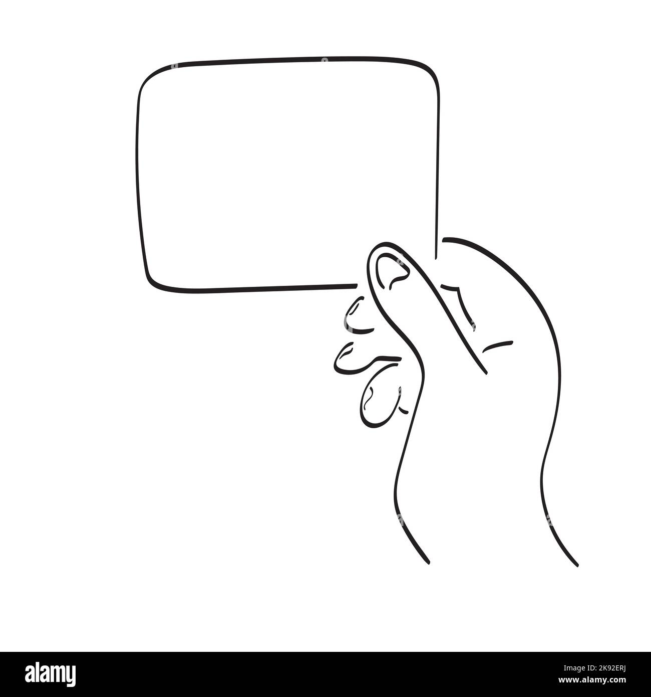 line art closeup hand holding blank paper illustration vector hand ...