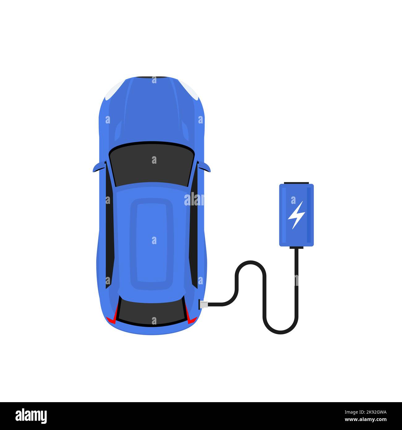 Electric car charger top view. Battery car hybrid recharge vector icon Stock Vector