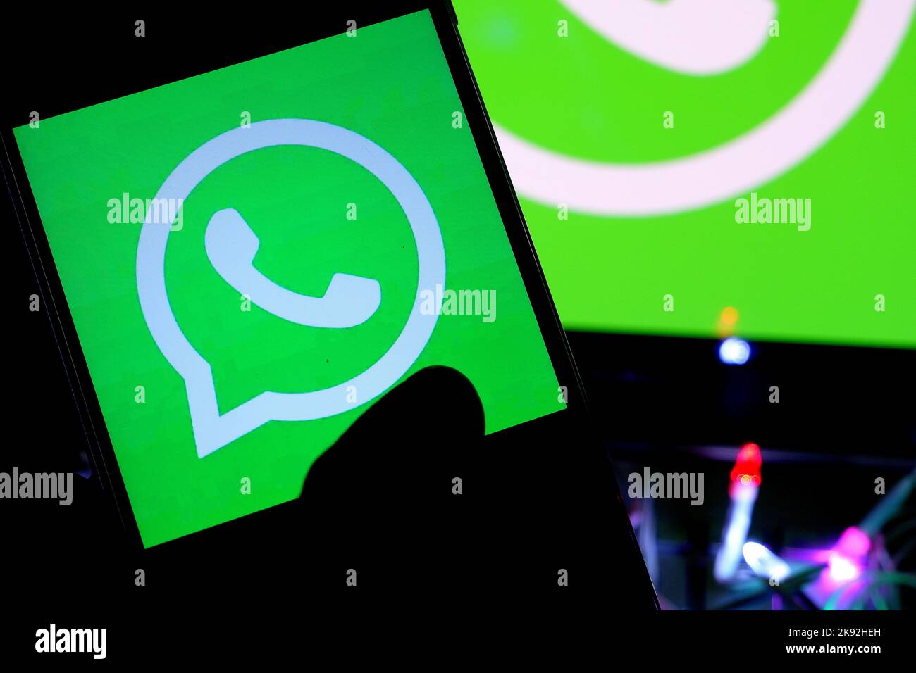 India. 25th Oct, 2022. In this photo illustration, Whatsapp logo is displayed on a smartphone. (Photo by Avishek Das/SOPA Images/Sipa USA) Credit: Sipa USA/Alamy Live News Stock Photo