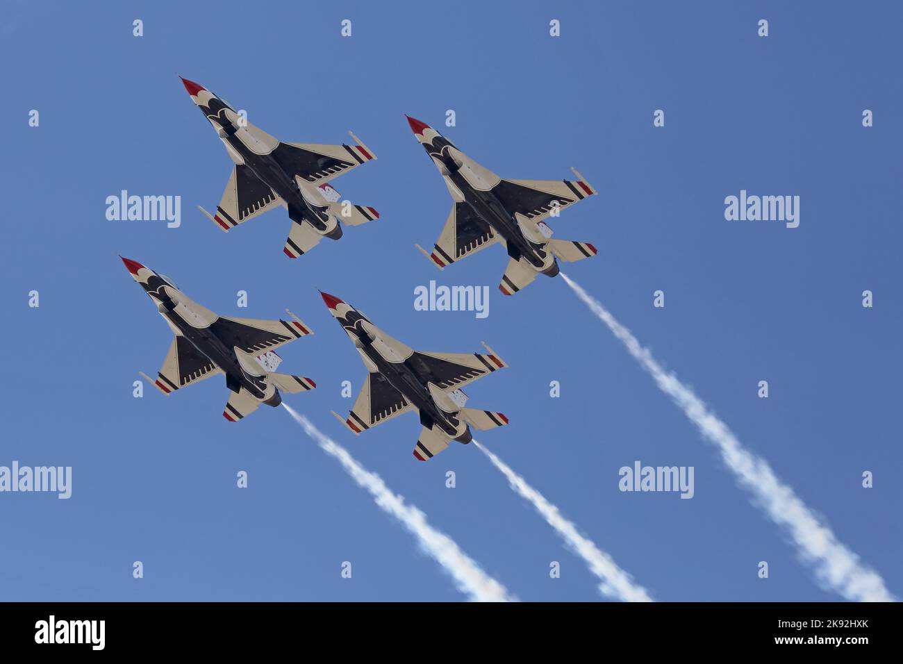 Edwards Air Force Base, California / USA - Oct. 15, 2022: The United States Air Force (USAF) Thunderbirds air demonstration squadron in formation. Stock Photo