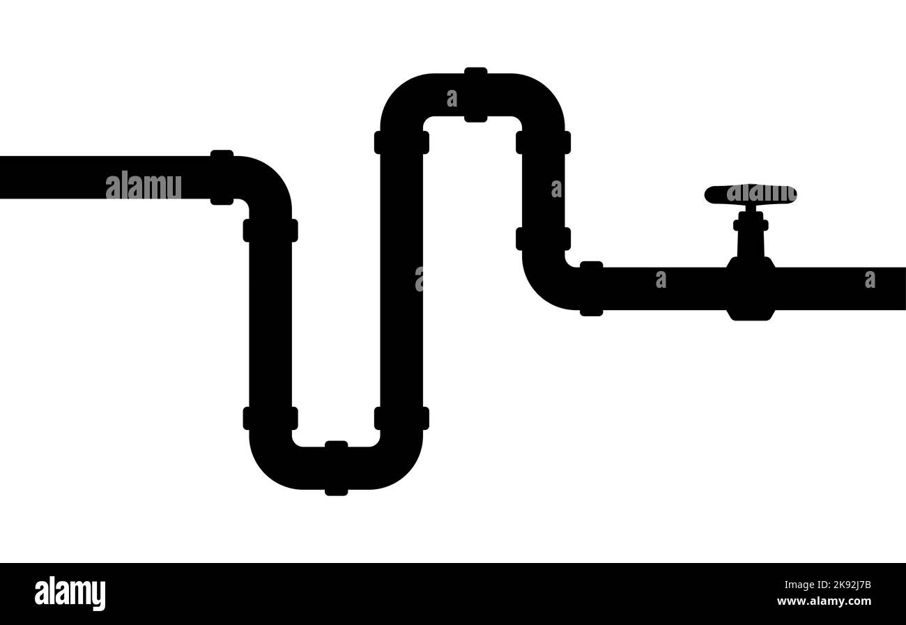 The pipeline with stopcock gas oil plumbing background drain infographic metal valve vector technology system construction. Stock Vector