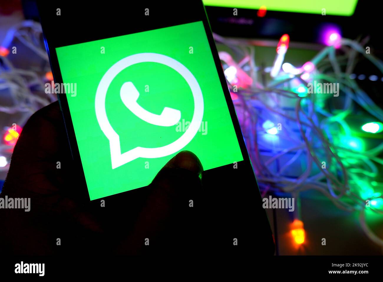 India. 25th Oct, 2022. In this photo illustration, Whatsapp logo is displayed on a smartphone. (Credit Image: © Avishek Das/SOPA Images via ZUMA Press Wire) Stock Photo