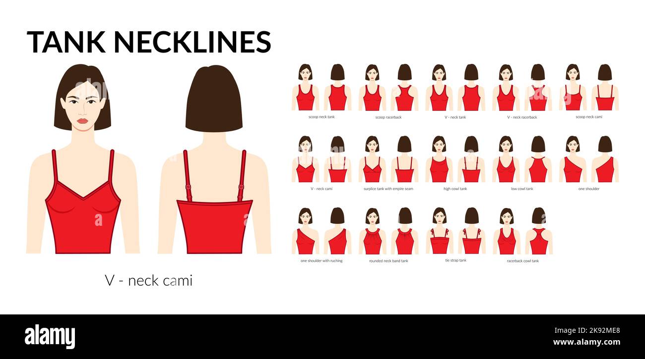 Set of necklines tank clothes tops cami one shoulder scoop Set of necklines tank clothes tops cami one shoulder scoop