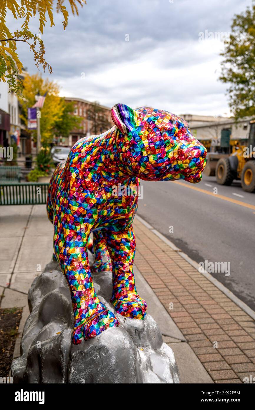 BENNINGTON, VT USA OCT 10, 2022 A vertical view of a rainbow mosaic