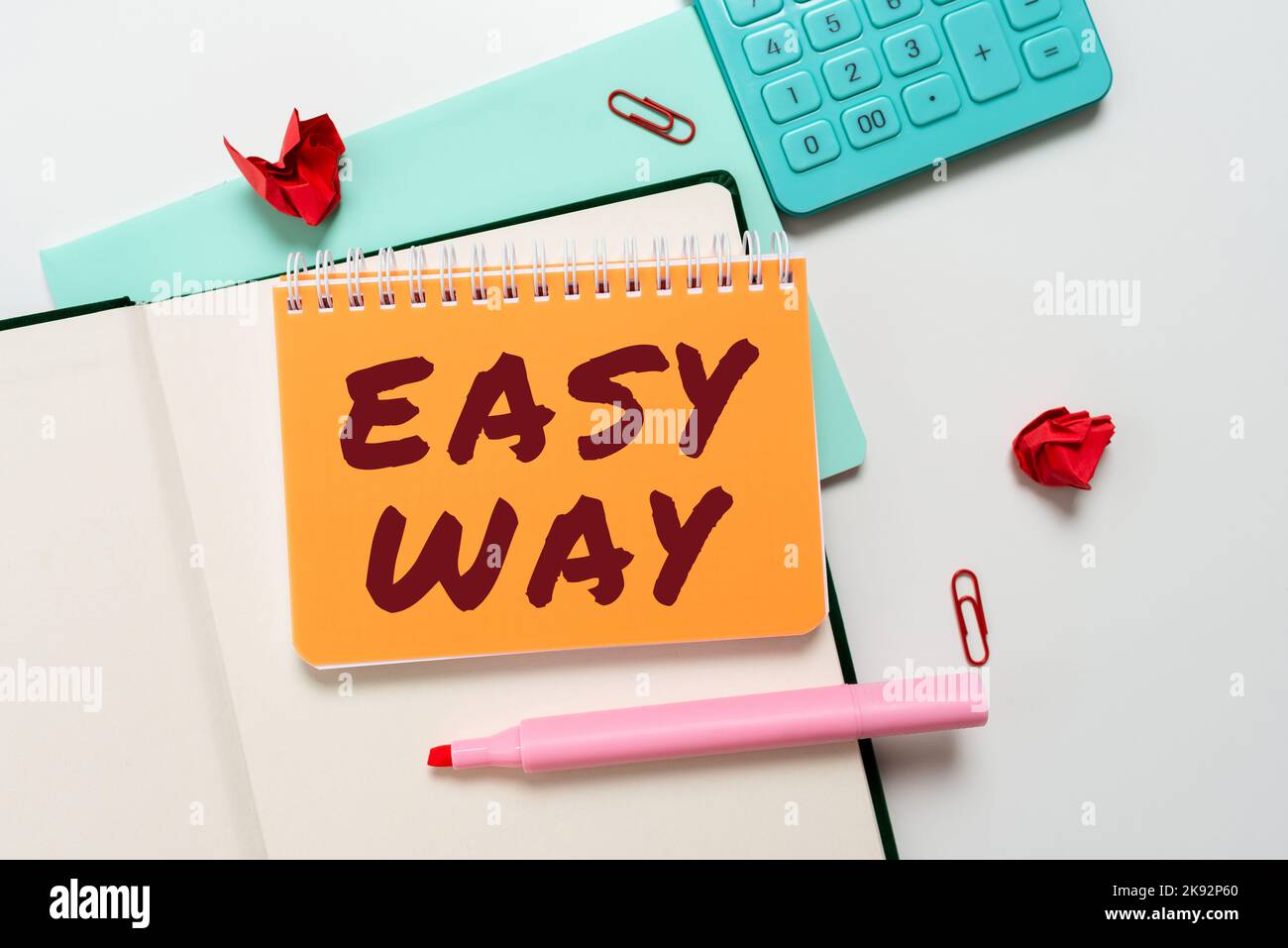 Text caption presenting Easy Way. Word Written on making hard decision between two less and more effort method Stock Photo