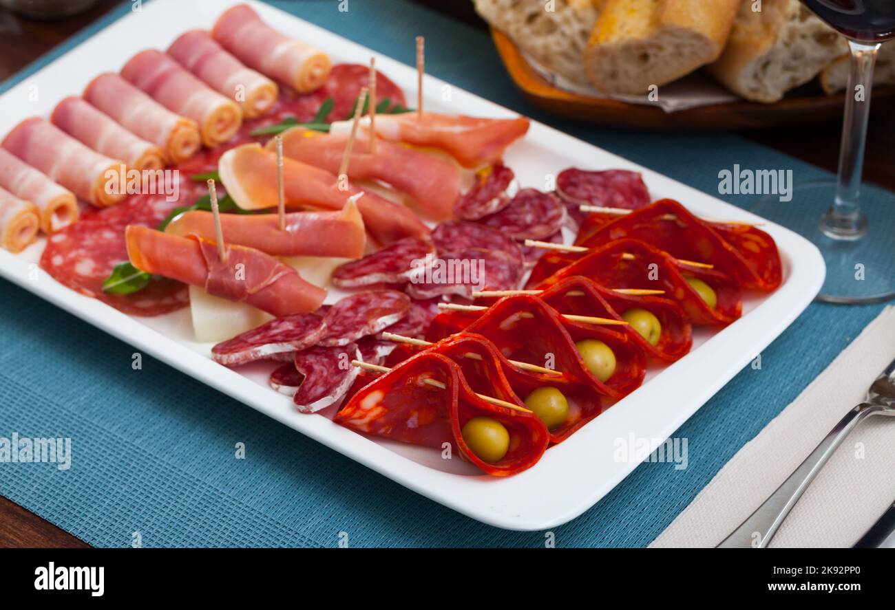 Assorted different types of spanish sausages Stock Photo Alamy