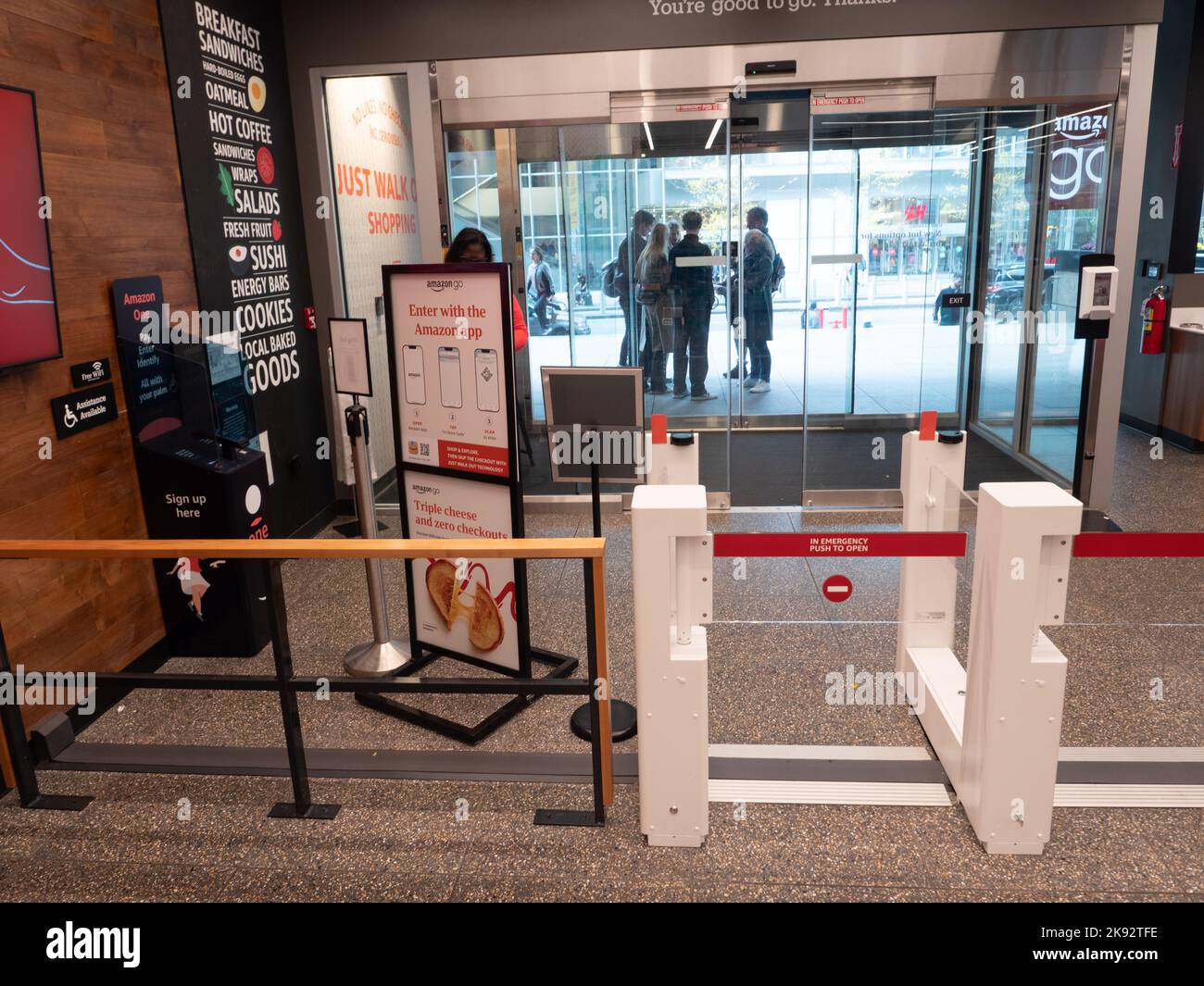 The entrance turnstile of the Amazon Go store in New York City. Photo by Francis Specker Stock