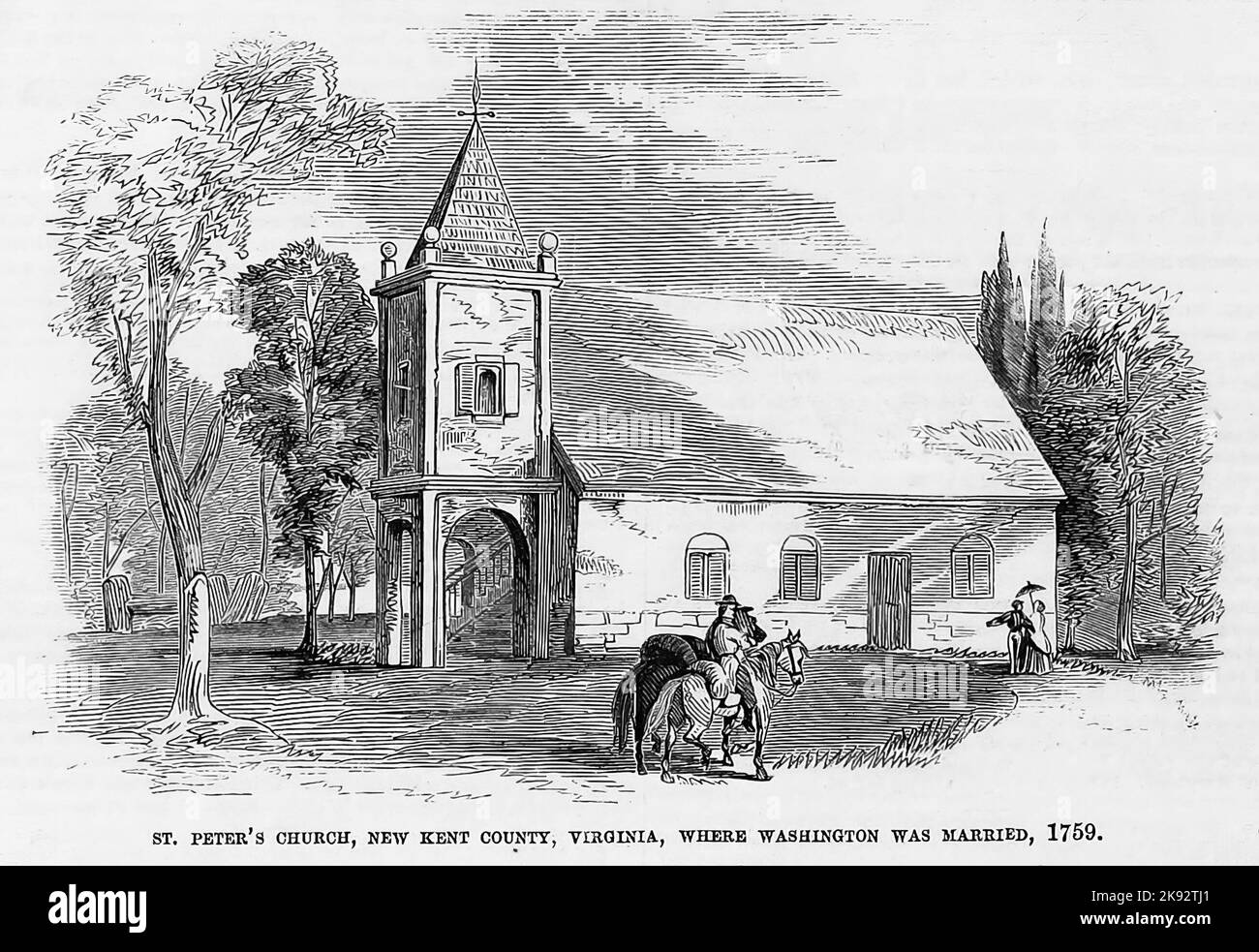 St. Peter's Church, New Kent County, Virginia, where Washington was married, 1759. October 1862. 19th century American Civil War illustration from Frank Leslie's Illustrated Newspaper Stock Photo