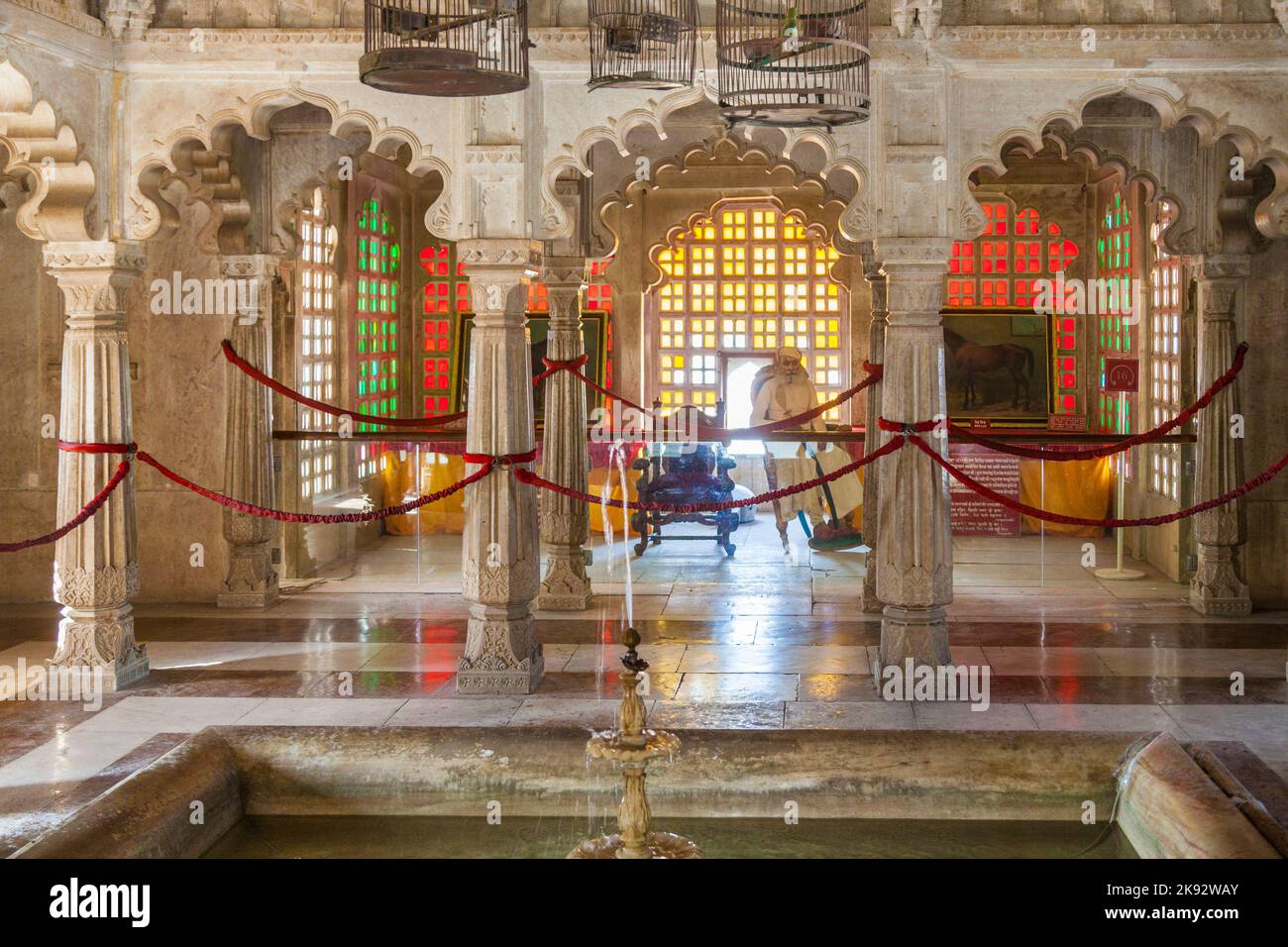 UDAIPUR, INDIA - OCT 21, 2012: inside the City Palace in Udaipur, India. The foundation of the fort was laid in 1559  by Udai Singh. The palace belong Stock Photo