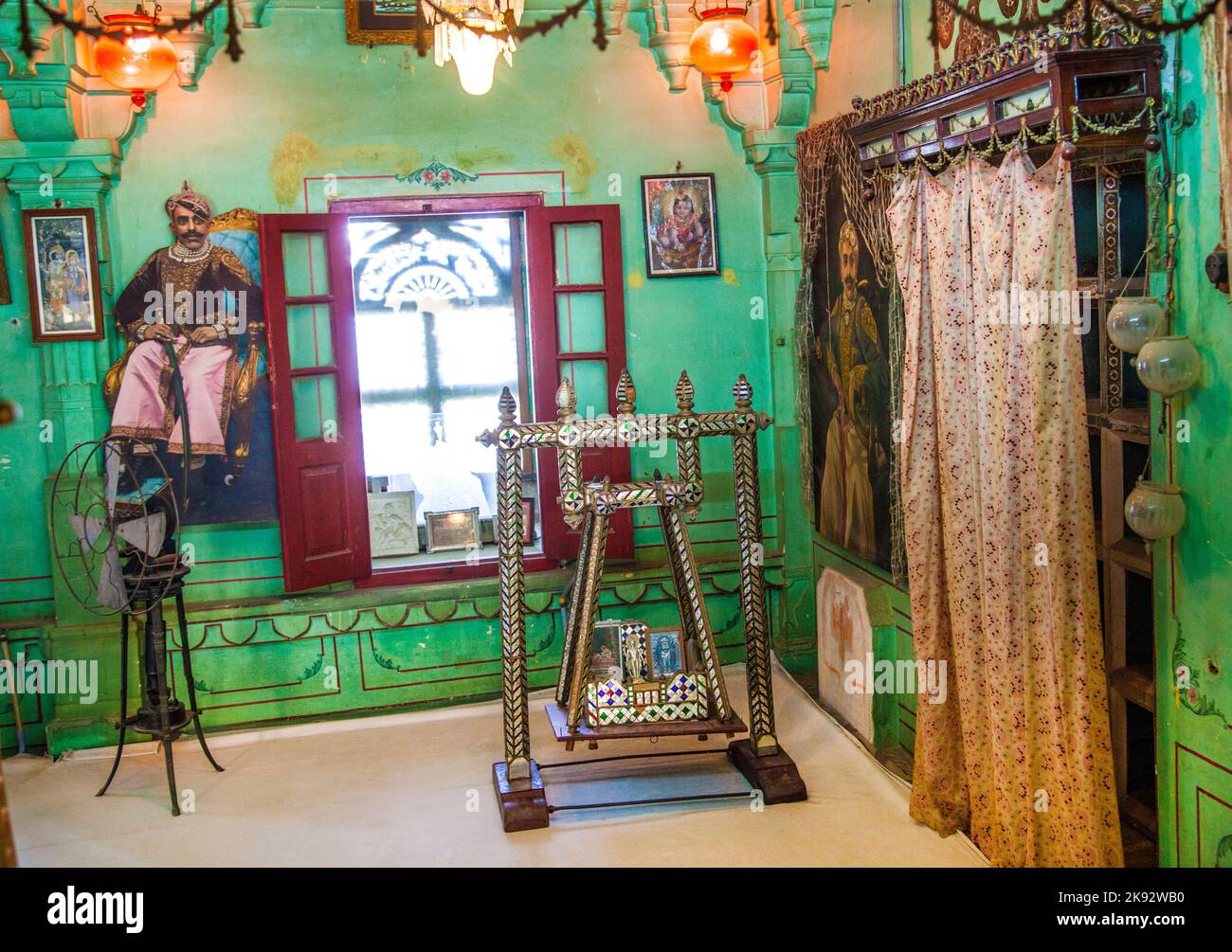 UDAIPUR, INDIA - OCT 21, 2012: inside the City Palace in Udaipur, India. The foundation of the fort was laid in 1559  by Udai Singh. Stock Photo