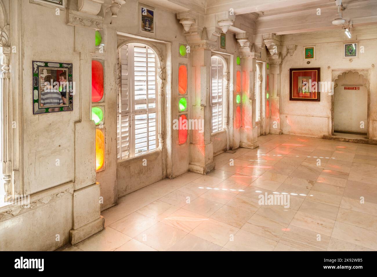 UDAIPUR, INDIA - OCT 21, 2012: inside the City Palace in Udaipur, India. The foundation of the fort was laid in 1559  by Udai Singh. The palace belong Stock Photo