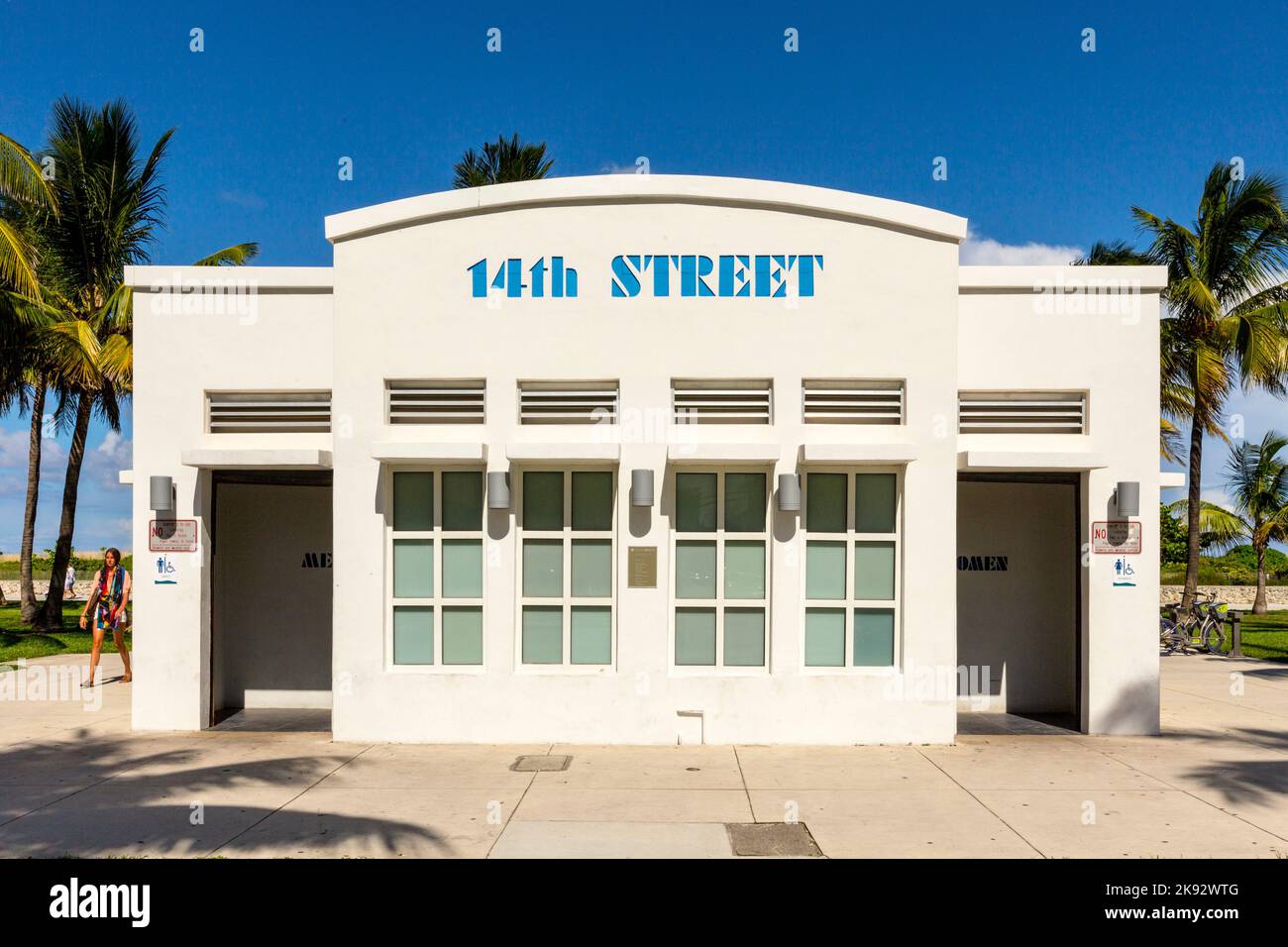 MIAMI, USA - AUG 1, 2013: public restroom at Ocean Drive in South Beach ...
