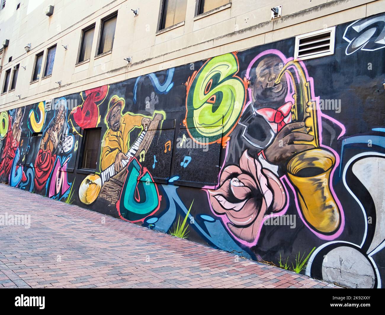 Mural of the history of blues music in Columbus Ohio USA 2022 Stock