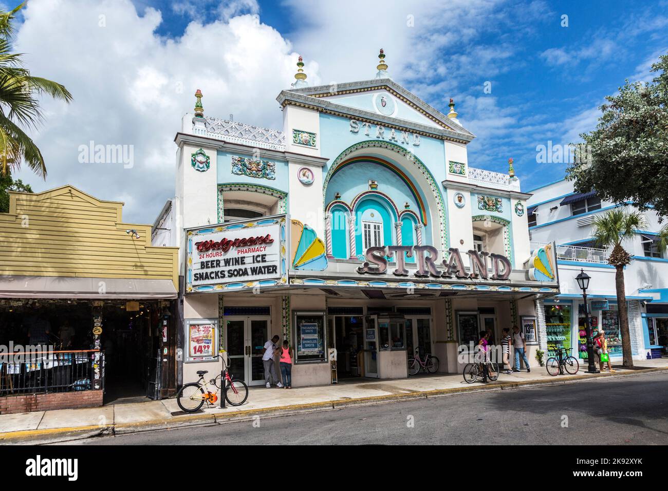 KEY WEST, USA - AUG 26, 2014: Key West cinema theater Strand in Key West, Florida, USA, It is a historic cinema but still in use. Stock Photo