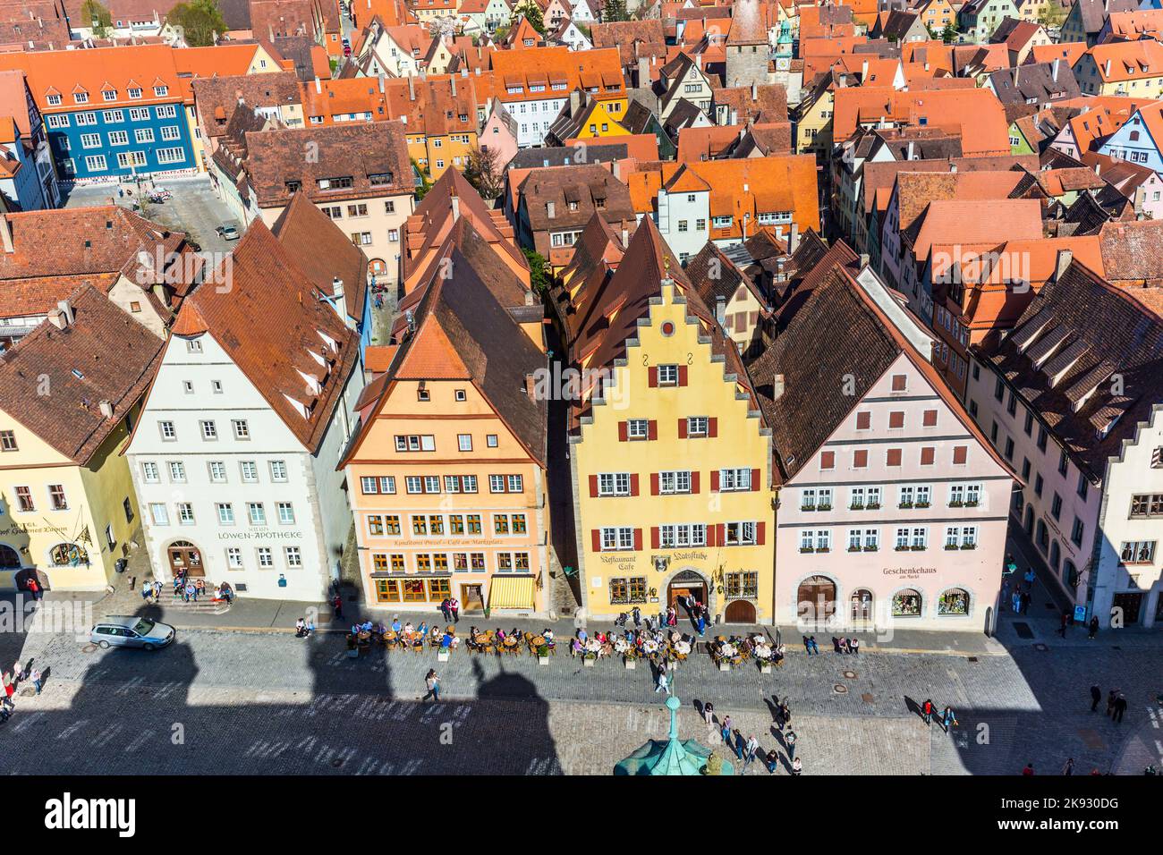 ROTHENBURG, GERMANY APR 19, 2015 aerial of the market place of