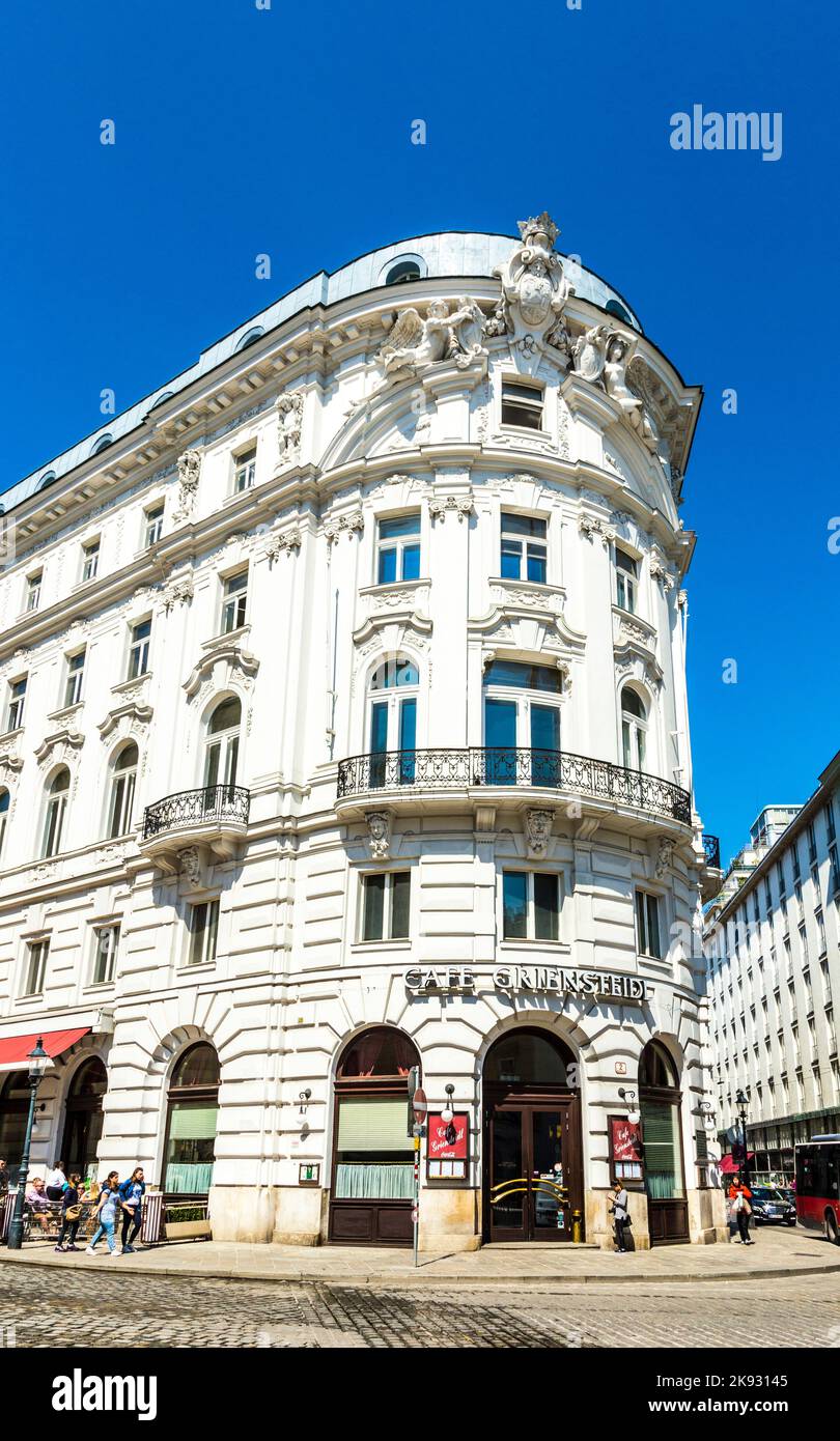 VIENNA, AUSTRIA - APR 24, 2015: famous coffeehaus cafe Griensteidl in Vienna, Austria. The Griensteidl, established in 1847 was a meeting point of you Stock Photo