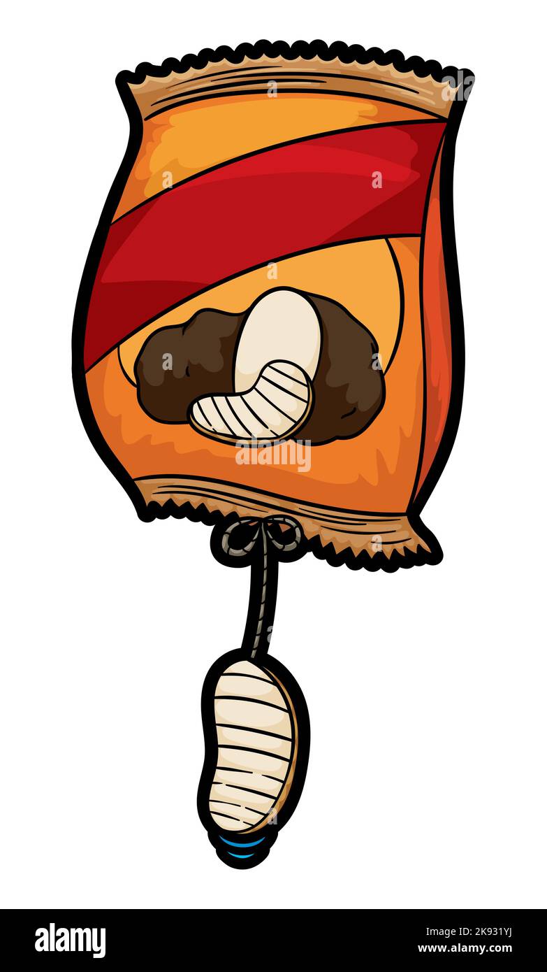 Floating snack bag full of air, like a balloon with rope and hanging