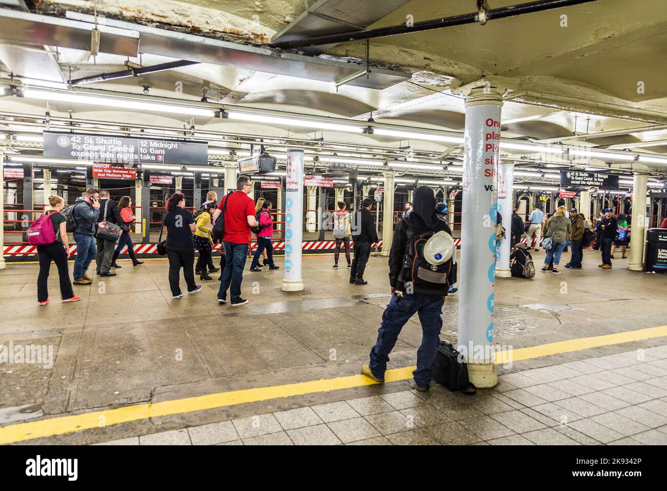 NEW YORK, USA OCT 21 2015 People wait at subway station times square