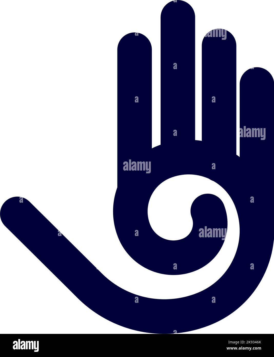 Illustration of Abstract Stylized Hand with Five Fingers, and Spiral ...