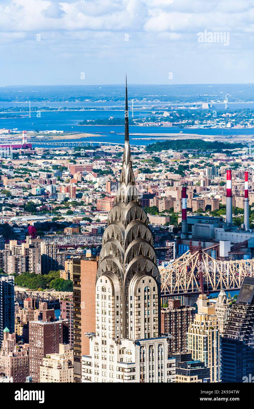NEW YORK, USA – JULY 10, 2010: Facade of the Chrysler Building in New York, USA. At 1,046 feet the structure was the world's tallest building for 11 m Stock Photo