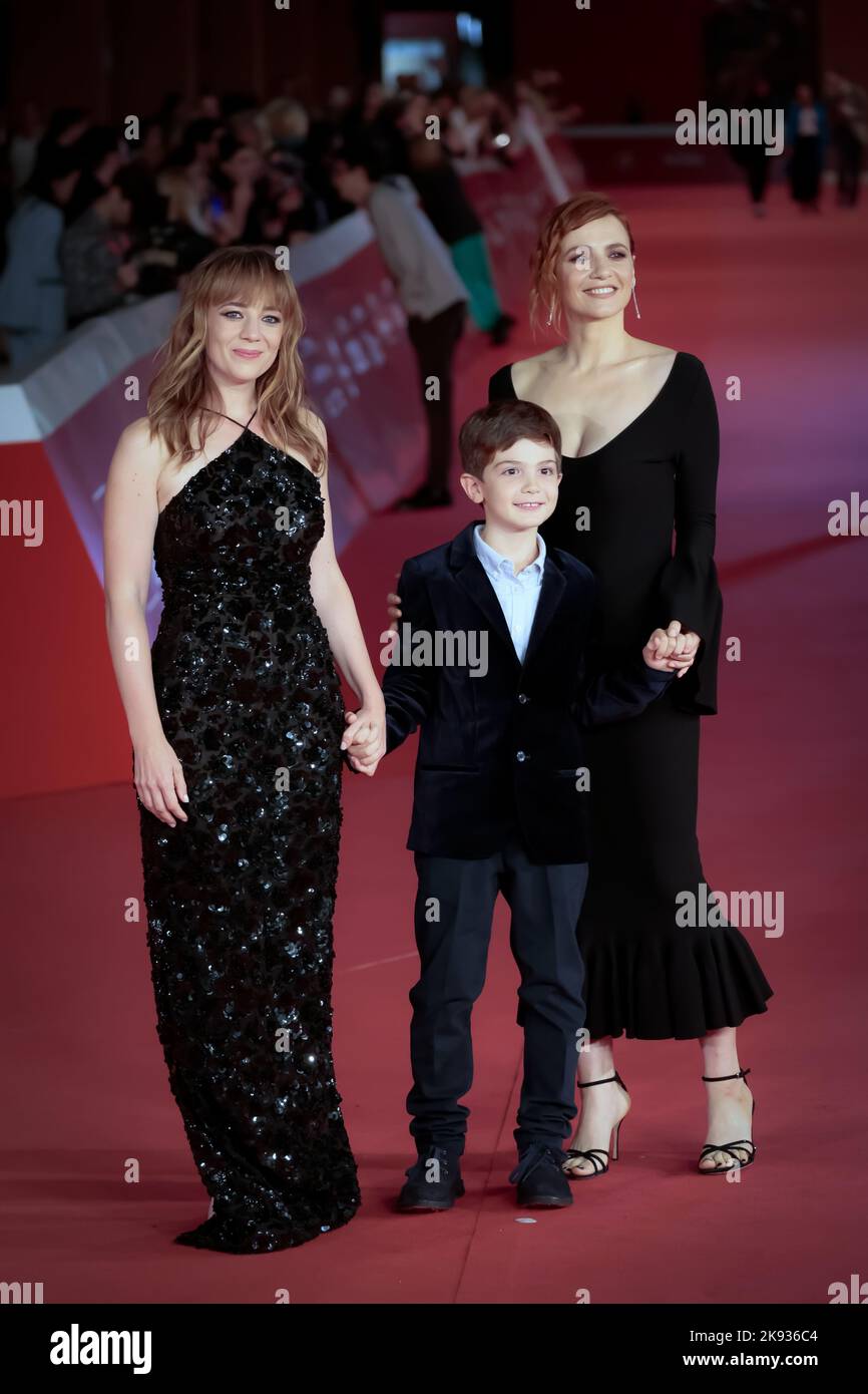 ROME, ITALY - OCTOBER 22, 2022: (L R) Sara Lazzaro, Leone Cardaci and