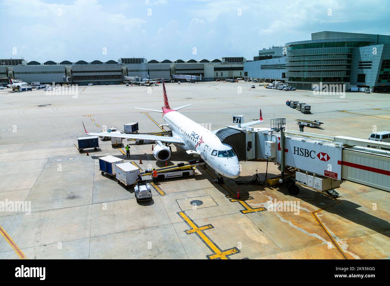 MIAMI, USA AUG 16, 2014 A TACA Embraer 190 in Miami, USA. TACA