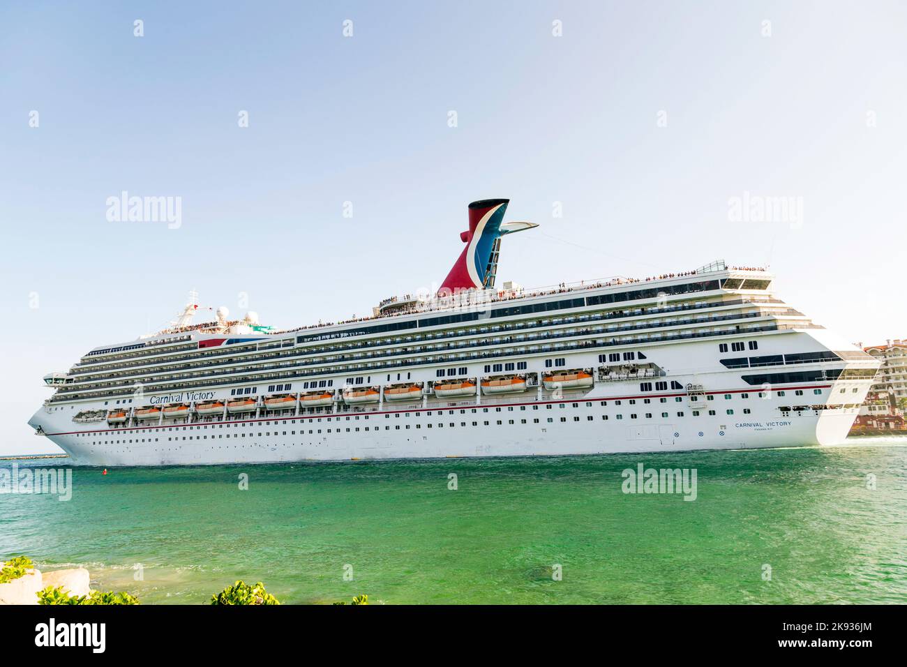 MIAMI, USA - AUGUST 18, 2014: Carnival Cruise Line, cruise ship Carnival Victory Sails from Miami, USA to a cruise in the Carribean. Stock Photo