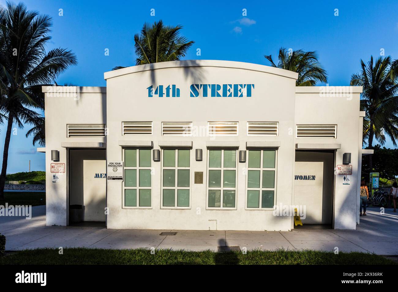 MIAMI, USA - AUG 23, 2014: public restroom at Ocean Drive in South ...