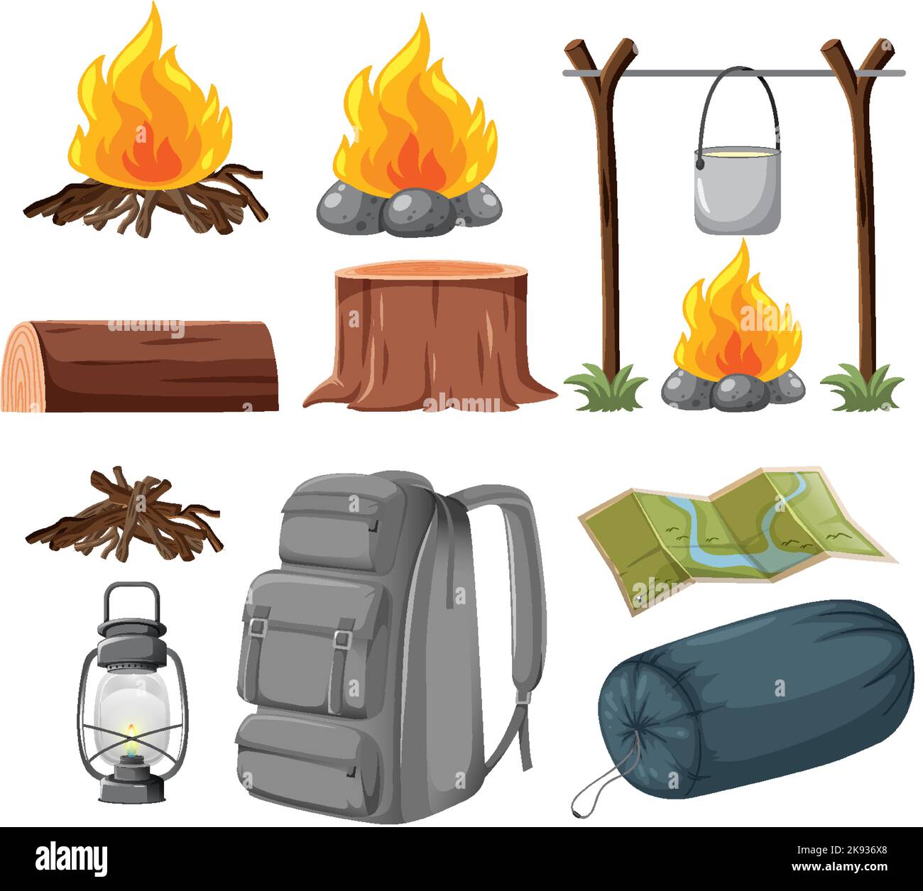 Set of many camping elements illustration Stock Vector Image & Art - Alamy