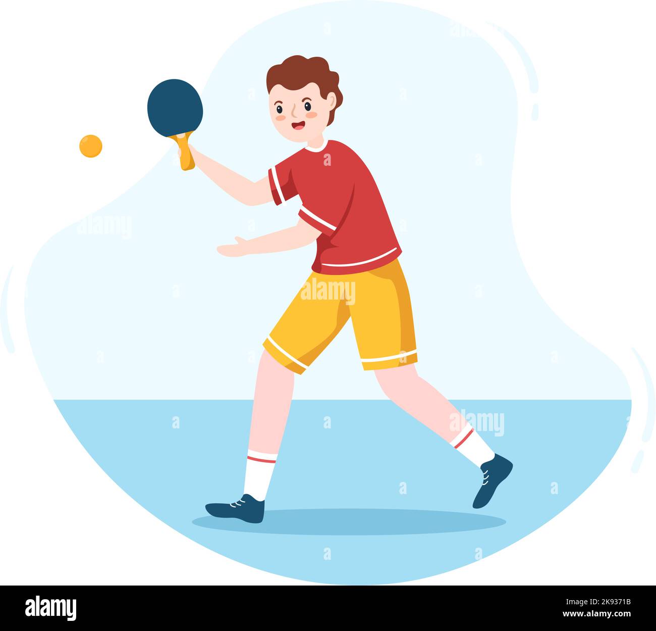 People Playing Table Tennis Sports with Racket and Ball of Ping Pong Game Match in Flat Cartoon Hand Drawn Templates Illustration Stock Vector