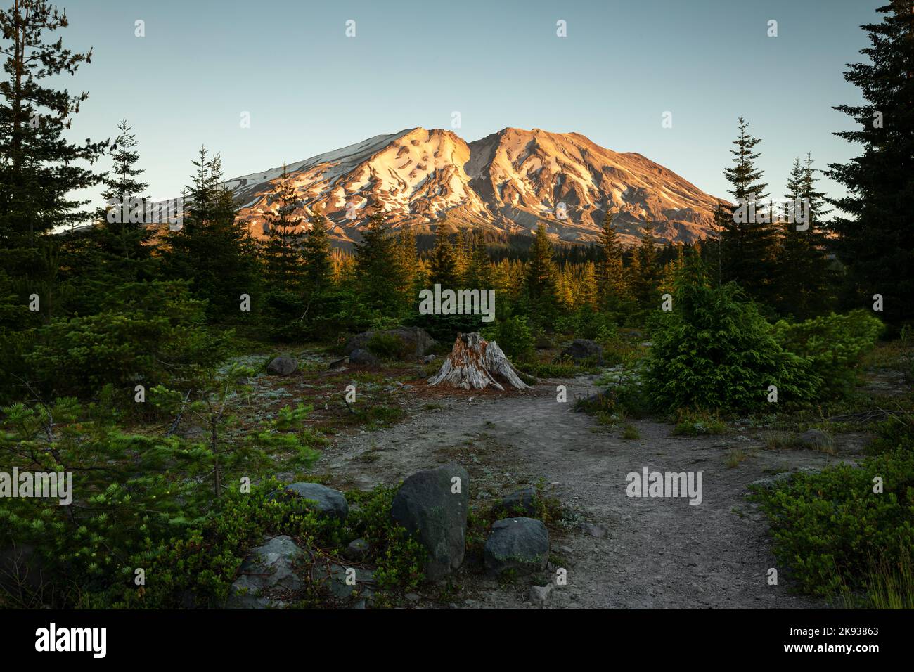 WA2251200...WASHINGTON Sunrise on Mount St. Helens from the Lahar