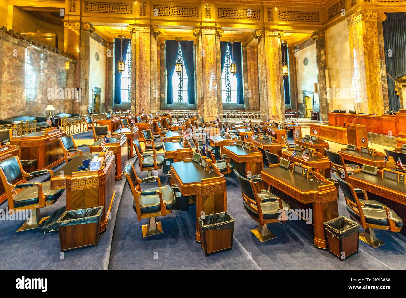 Baton Rouge, USA - July 13:  the house of chambers in Louisiana State Capitol on July 13,2013 in Baton Rouge, USA. The New State Capitol was build in Stock Photo