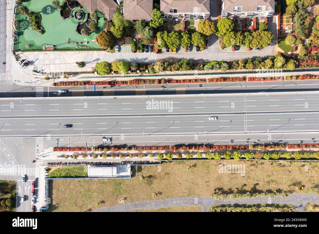 Aerial photography bird-eye view of City viaduct bridge road ...