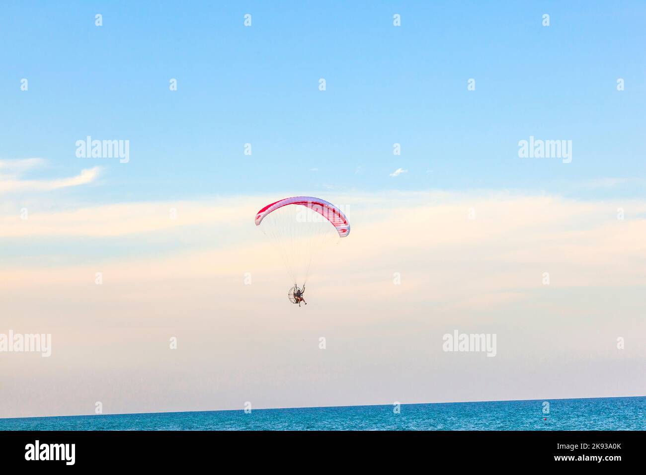 MIAMI, USA JULY 26 Paraglider flying along the beach on July 26