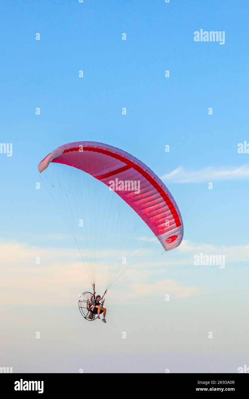 MIAMI, USA JULY 26 Paraglider flying along the beach on July 26