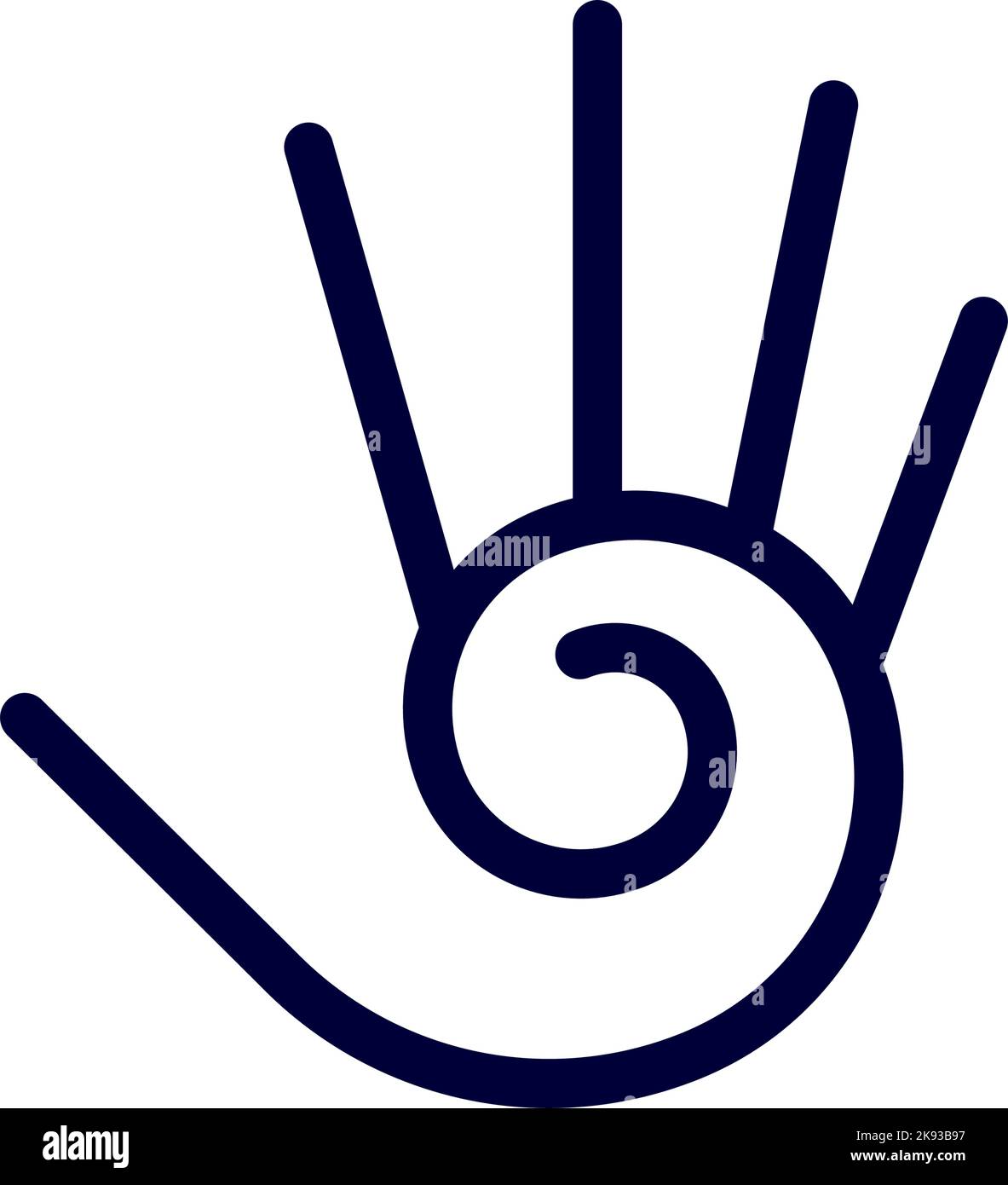 Illustration of Stylized Hand with Five Fingers, and Spiral Design ...