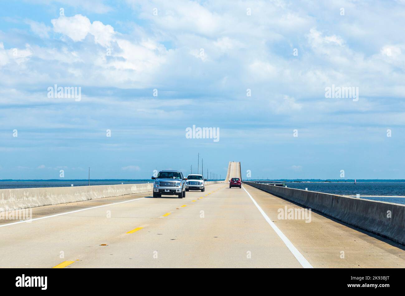 DAUPHIN ISLAND, USA - JULY 18, 2013: crossing the Dauphin Island Bridge